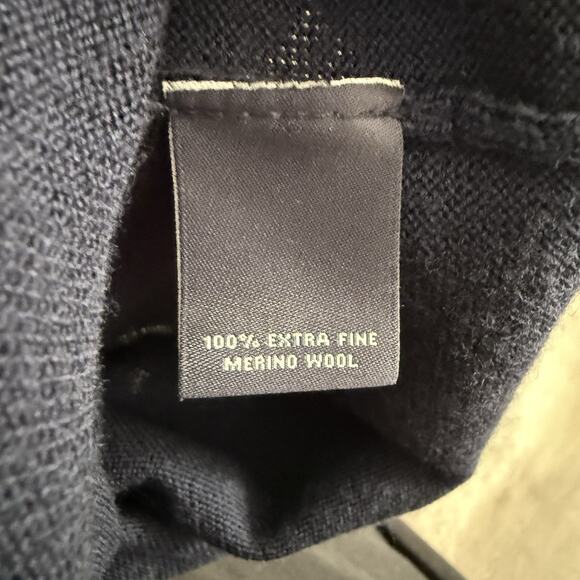 Hart Schaffner Marx Sweater Mens 2XLT Big Tall Navy Blue Extra Fine Merino Wool - Picture 4 of 7